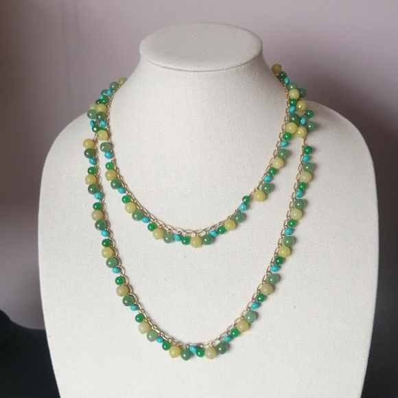 Stella&Dot Copa Semi-precious Stones Beaded Goldtone Chain Necklace - Picture 2 of 10